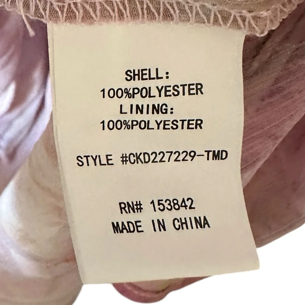 MELLODAY pink floral short sleeved sheer tiered dress shell size Medium